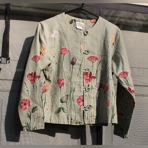 Coldwater Creek Small Petite Lightweight Flowered Jacket